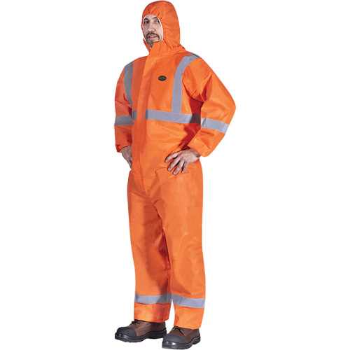 2077 Combinaisons &agrave; capuchon avec ruban r&eacute;fl&eacute;chissant, Petit, Orange, SMS Par Equipment