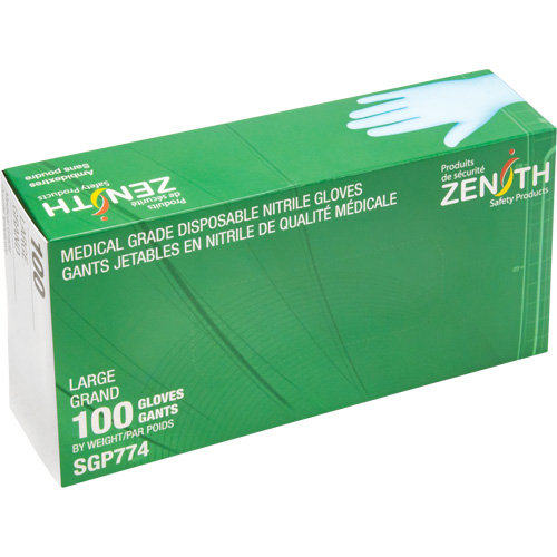 Puncture-Resistant Medical-Grade Disposable Gloves, Large, Nitrile, 4.5-mil, Powder-Free, Blue, Class 2 Par Equipment