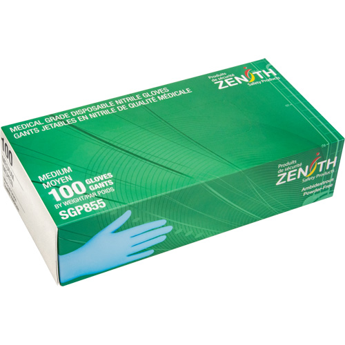 Puncture-Resistant Medical-Grade Disposable Gloves, Medium, Nitrile, 3.5-mil, Powder-Free, Blue, Class 2 Par Equipment