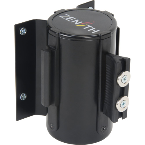 Wall Mount Barrier with Magnetic Tape, Steel, Screw Mount, 7', Black and Yellow Tape Par Equipment