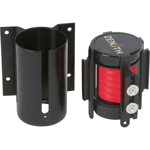 Barri&egrave;re &agrave; fixation murale avec ruban magn&eacute;tique, Acier, Fixation par vis, 7', Ruban Rouge Par Equipment