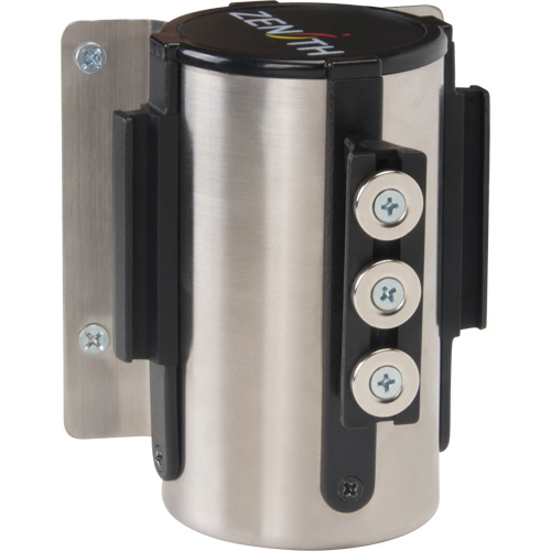 Wall Mount Barrier with Magnetic Tape, Steel, Screw Mount, 12', Yellow Tape Par Equipment