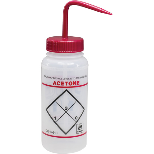 "Acetone" Safety-Labeled Wide-Mouth Wash Bottle, 16 oz. Par Equipment