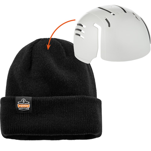 N-Ferno&reg; Zippered Rib Knit Beanie Hat with Bump Cap Insert, One Size, Black Par Equipment