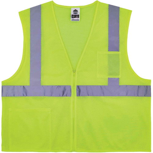 Gilet de s&eacute;curit&eacute; auto-extinguible GloWear 8256Z, Jaune lime haute visibilit&eacute;, Moyen/Petit, Polyester Par Equipment