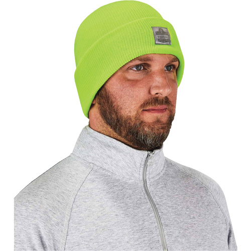 N-Ferno&reg; Rib Knit Beanie Hat, One Size, High-Visibility Lime Green Par Equipment