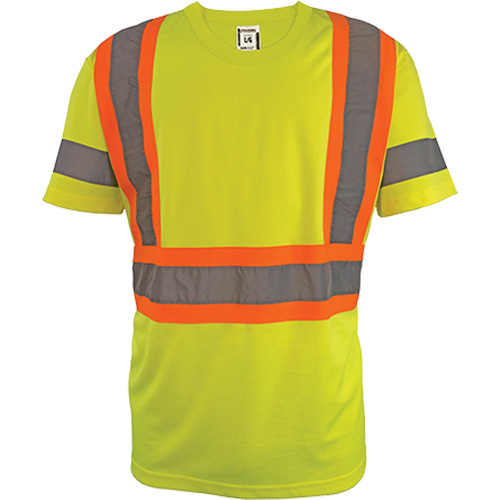Chemise de s&eacute;curit&eacute; &agrave; manches courtes, Polyester, 2T-Grand, Jaune lime haute visibilit&eacute; Par Equipment