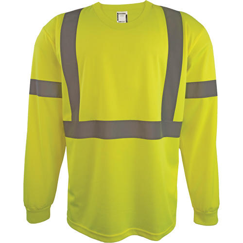 Long Sleeve Safety Shirt, Polyester, 2X-Large, High Visibility Lime-Yellow Par Equipment