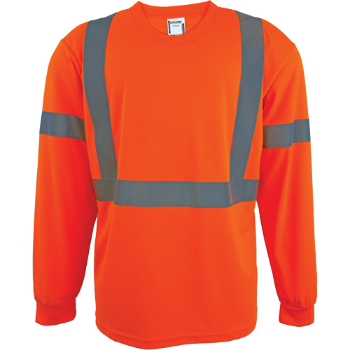 Long Sleeve Safety Shirt, Polyester, 2X-Large, High Visibility Orange Par Equipment
