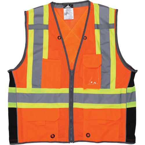 Surveyor Safety Vest, High Visibility Orange, Large, Polyester Par Equipment