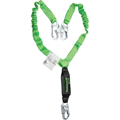 Miller&reg; StretchStop&reg; Shock-Absorbing Lanyard, 6', Locking Snap Hook Center, Locking Snap Hook Leg Ends, Polyester Par Equipment