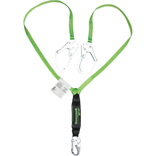 Miller&reg; HP Shock-Absorbing Lanyard, 6', Scaffold Hook Center, Locking Snap Hook Leg Ends, Polyester Par Equipment