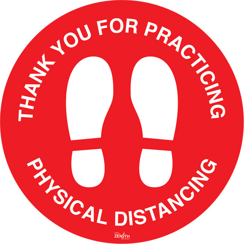 "Physical Distancing" Floor Sign, Adhesive, English with Pictogram Par Equipment