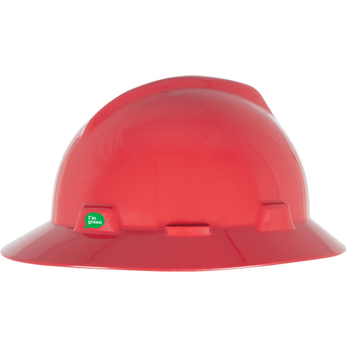 Casque de s&eacute;curit&eacute; &agrave; bord complet V-Gard GREEN avec fentes, R&eacute;pond aux normes CSA type 1, Suspension Rochet Par Equipment