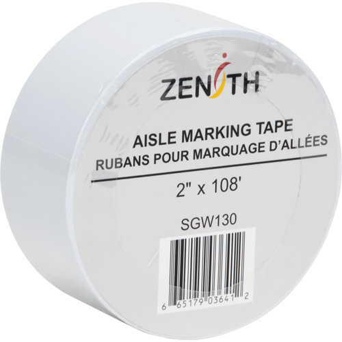 Aisle Marking Tape, 2" x 108', PVC, White Par Equipment