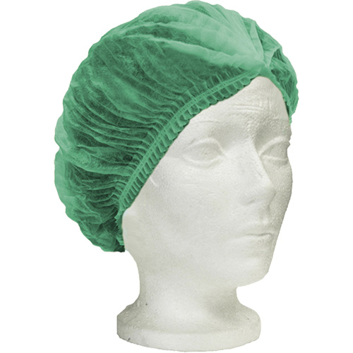 Ronco Care Pleated Bouffant Cap, Polypropylene, 21", Green Par Equipment