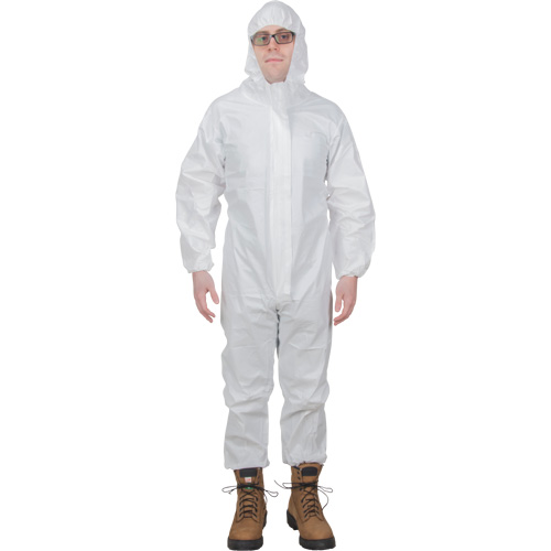 Premium Hooded Coveralls, Medium, White, Microporous Par Equipment