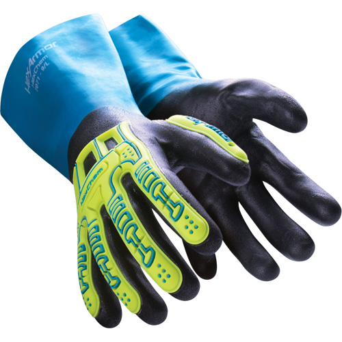 Gants r&eacute;sistants aux produits chimiques HexChem, Taille 6/T-petit, Nitrile Par Equipment