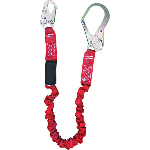 ShockSorb Internal Shock Lanyard, 6', Rebar Hook Center, Snap Hook Leg Ends, Polyester Par Equipment