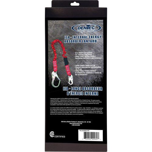 Longe amortisseuse interne ShockSorb, 6', Point d'ancrage &agrave; Crochet mousqueton, Crochet mousqueton aux jambes, Polyester Par Equipment