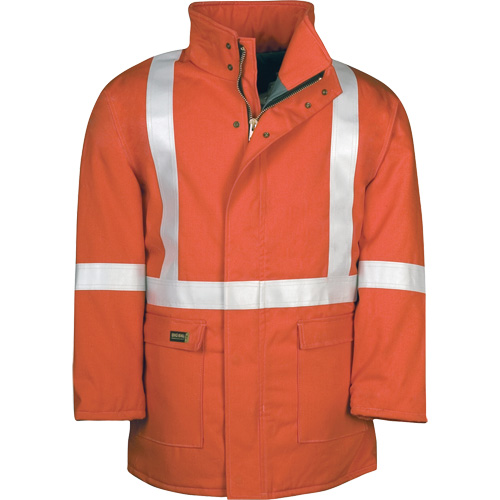 Parka dhiver &agrave; doublure matelass&eacute;e AllOut Westex UltraSoft avec bandes r&eacute;fl&eacute;chissantes, Moyen (grande taille), Orange haute visibilit&eacute;, 46 cal/cm² Par Equipment