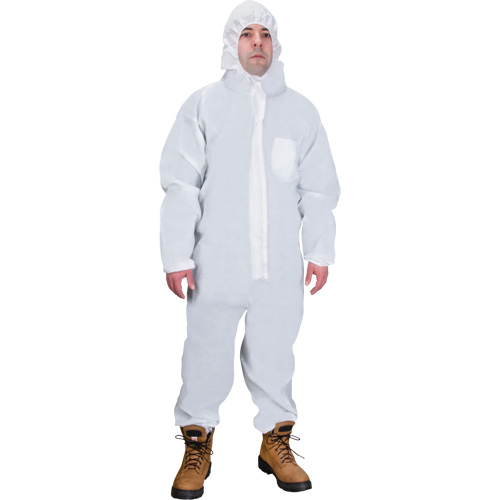 Hooded Coveralls, Medium, White, SMS Par Equipment