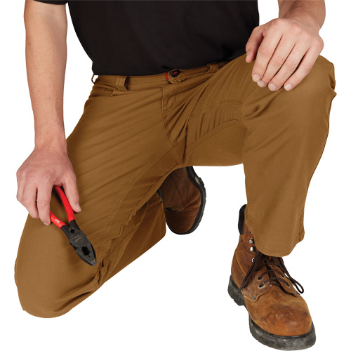 Pantalon de travail flexible et robuste, Poly-coton/Spandex, Khaki, Taille 30, Entrejambe 30 Par Equipment