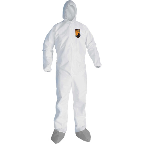 Combinaison de protection contre les liquides et les particules A45 KleenGuard avec sabot antid&eacute;rapant, Grand, Gris/Blanc, Micropore Par Equipment