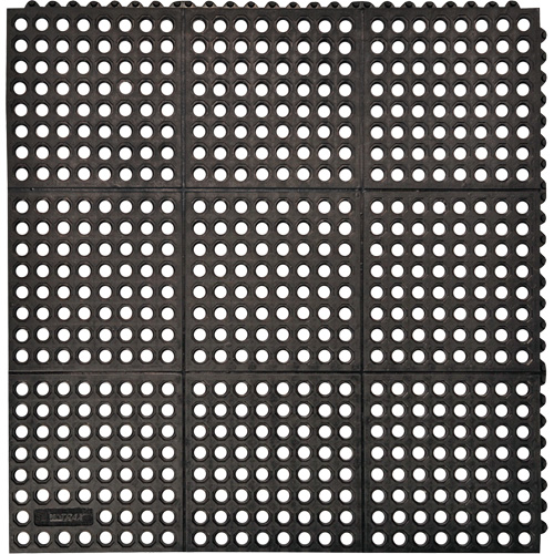 Cushion-Ease&reg; 550 Interlocking Anti-Fatigue Mat, Slotted, 3' x 3' x 3/4", Black, Rubber Par Equipment