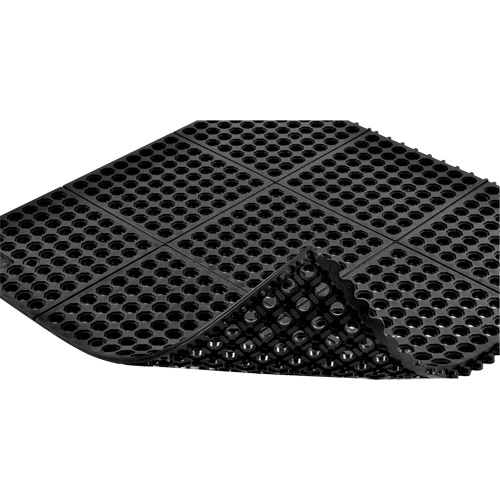 Cushion-Ease&reg; 550 Interlocking Anti-Fatigue Mat, Slotted, 3' x 3' x 3/4", Black, Rubber Par Equipment