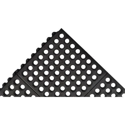 Cushion-Ease&reg; 550 Interlocking Anti-Fatigue Mat, Slotted, 3' x 3' x 3/4", Black, Rubber Par Equipment