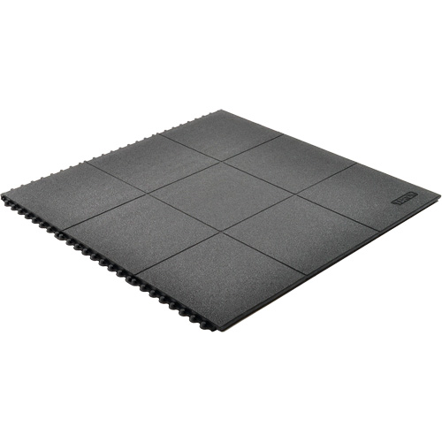 Tapis antifatigue &agrave; imbrication Cushion-Ease, Rugueux, 3' x 3' x 3/4", Noir, Caoutchouc naturel Par Equipment