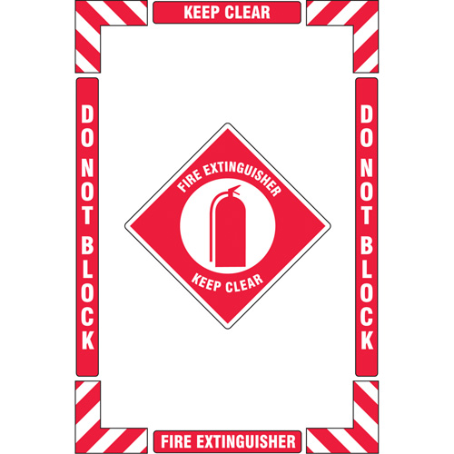 "Fire Extinguisher" Floor Marking Kit, Adhesive, English with Pictogram Par Equipment