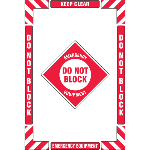 "Emergency Equipment" Floor Marking Kit, Adhesive, English with Pictogram Par Equipment
