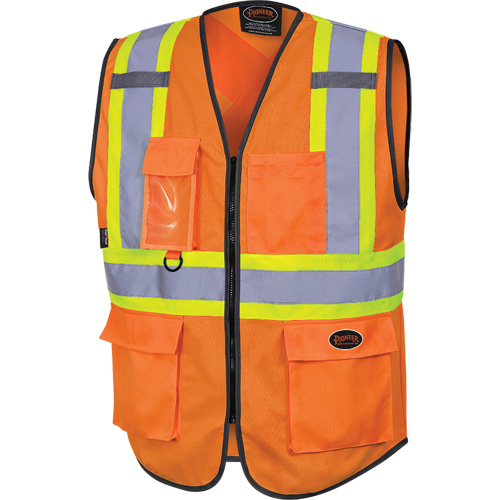 6958 Gilet de s&eacute;curit&eacute; &agrave; fermeture &eacute;clair avant, Orange haute visibilit&eacute;, Petit, Polyester Par Equipment
