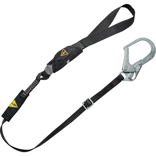 V-Series Utility Energy Absorbing Lanyard, 6', Rebar Hook Center, Snap Hook Leg Ends, Nylon Par Equipment