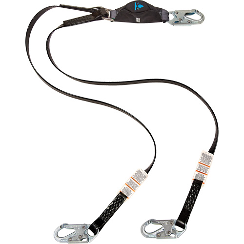 Anti-Corrosion Energy Absorbing Lanyard, 6', Snap Hook Center, Snap Hook Leg Ends, Polyester Par Equipment