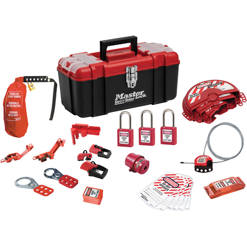 Trousse de cadenassage standard avec cadenas en thermoplastique Zenex, Ensemble &eacute;lectrique/Vanne, 27 composants compris Par Equipment