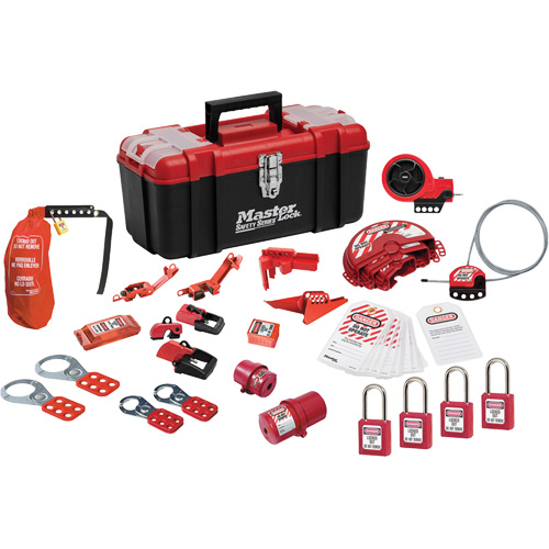 Trousse de cadenassage avec cadenas en thermoplastique de qualit&eacute; sup&eacute;rieure Zenex, Ensemble &eacute;lectrique/Vanne, 27 composants compris Par Equipment