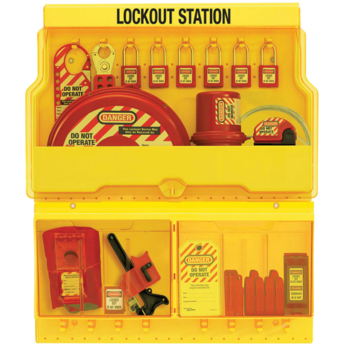 Standard Valve & Electrical Deluxe Lockout Station, Thermoplastic Padlocks, 32 Padlock Capacity, Padlocks Included Par Equipment