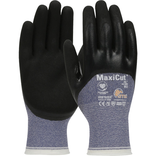 Gants r&eacute;sistants aux coupures dans un milieu de travail huileux ATG MaxiCut, Taille Grand, Calibre 15, Rev&ecirc;tement Nitrile, Enveloppe en Fil technique, ASTM ANSI niveau A3/EN 388 niveau 4/EN 388 niveau C Par Equipment