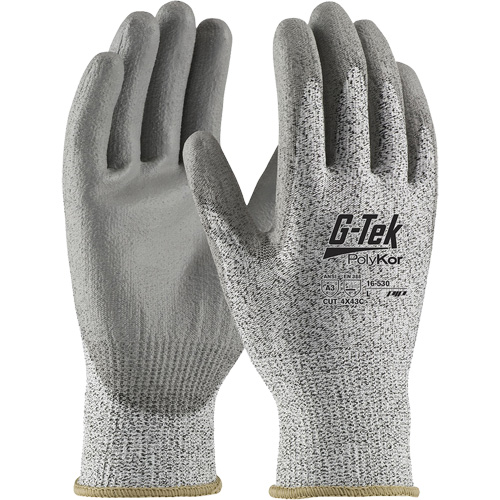G-Tek&reg; PolyKor&reg; Cut-Resistant Glove, Size X-Small, 13 Gauge, Polyurethane Coated, Engineered Yarn Shell, ANSI/ISEA 105 Level 3 Par Equipment