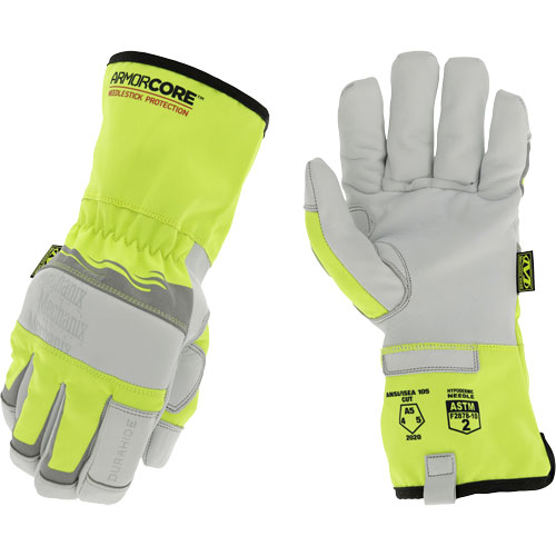 Gants de protection haute visibilit&eacute; contre les &eacute;pingles, Taille Petit, Rev&ecirc;tement Polyur&eacute;thane, Enveloppe en DuraHide, ASTM ANSI niveau A5 Par Equipment