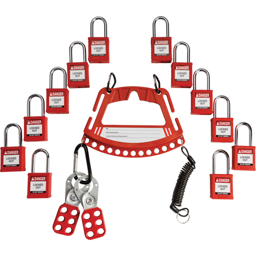 Lock & Tag Carrier with Keyed Alike Nylon Safety Lockout Padlocks Par Equipment