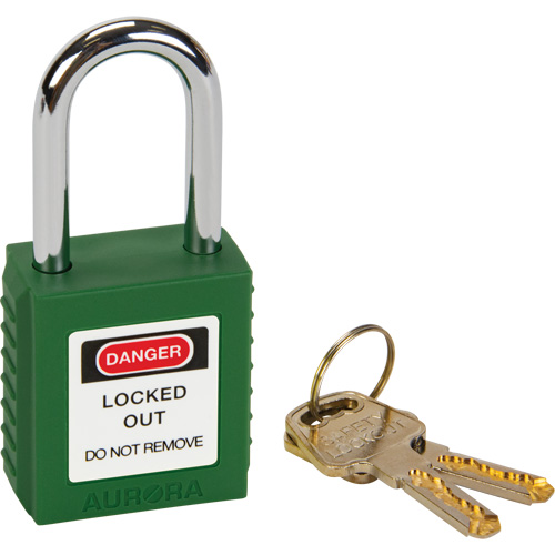 Verrouillage pour les consignations, Cadenas de s&eacute;curit&eacute;, Cl&eacute;s diff&eacute;rentes, Thermoplastique, Largeur de 1-1/2" Par Equipment