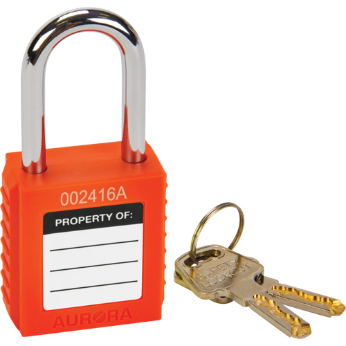 Verrouillage pour les consignations, Cadenas de s&eacute;curit&eacute;, Cl&eacute;s diff&eacute;rentes, Thermoplastique, Largeur de 1-1/2" Par Equipment