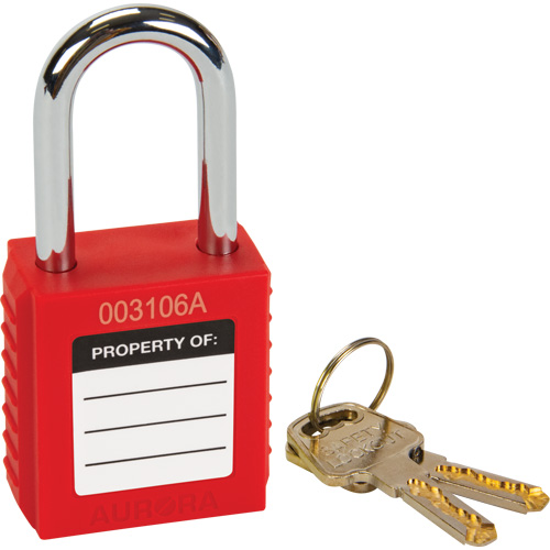 Safety Lock, Red, Keyed Different, Thermoplastic, 1-1/2" Width Par Equipment