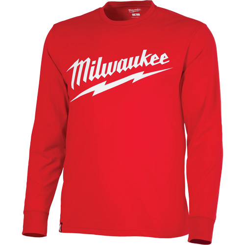 Heavy-Duty Long-Sleeved T-Shirt with Milwaukee&reg; Logo, Men's, Small, Red Par Equipment