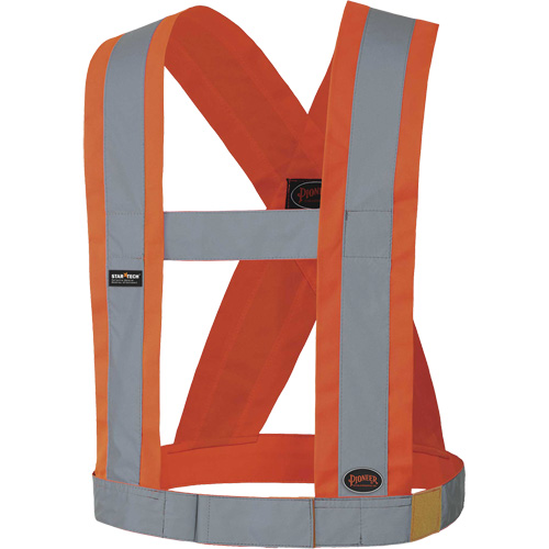 5490 Bretelles de s&eacute;curit&eacute; r&eacute;glable de 4" de large, R&eacute;pond ou surpasse la norme CSA Z96 classe 2 - niveau 2, Orange haute visibilit&eacute;, Couleur r&eacute;fl&eacute;chissante Argent, Taille unique Par Equipment
