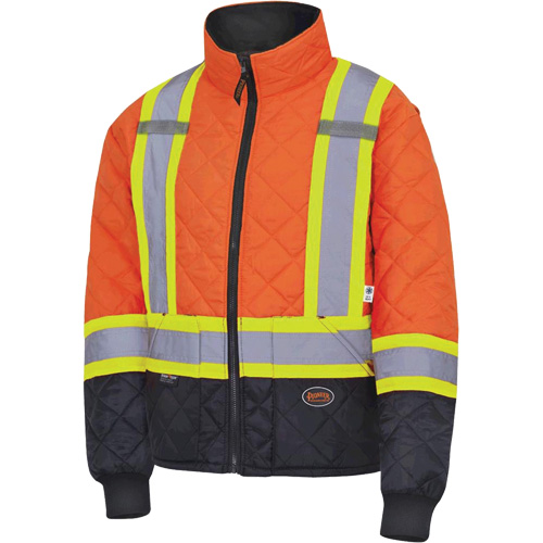 5015 Manteau matelass&eacute; pour cong&eacute;lateur, Polyester, Noir/Orange haute visibilit&eacute;, T-petit Par Equipment